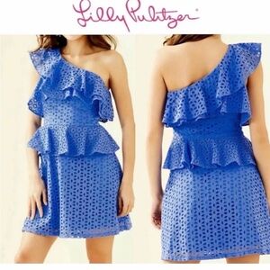 Lily Pulitzer blue one shoulder dress!